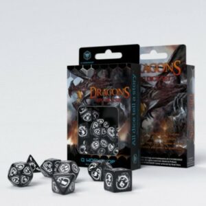 Set de 7 dés dragons - Noir et Blanc