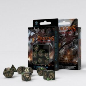 Set de 7 dés dragons - Vert Bouteille & Or