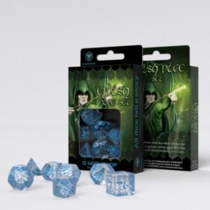 Set de 7 dés elfique -Transparent et bleu