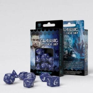 Set de dés pour jeu de rôle - Cobalt et blanc