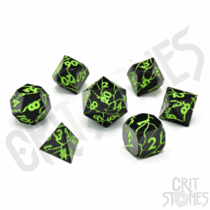 Critstones - Raving Poison Metal RPG Dice Set