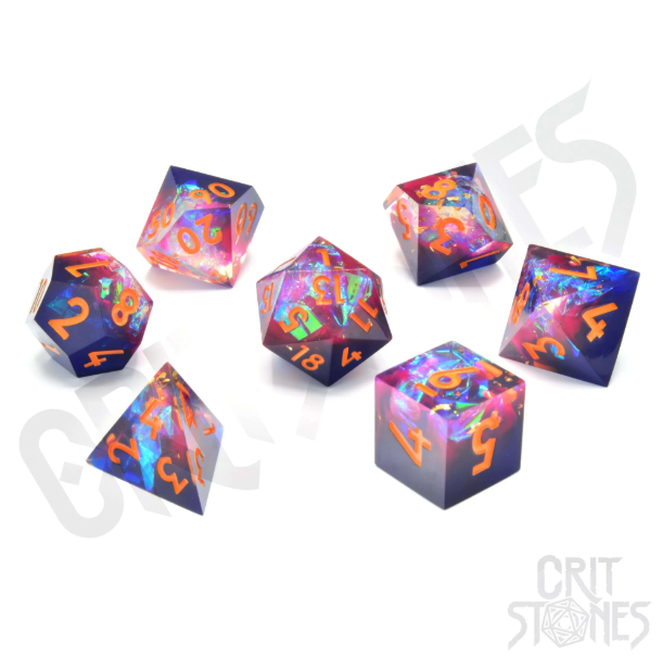 Critstones - Galactic Ember Sharp Edge Resin RPG Dice Set