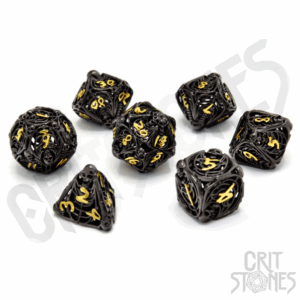 Critstones - Soulreaper Gold Hollow Metal RPG Dice Set